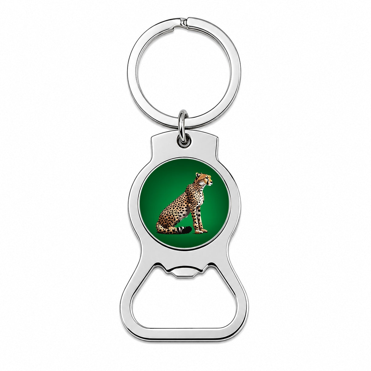 Cheetah Sitting Profile Big Cat Bottle Opener Keychain