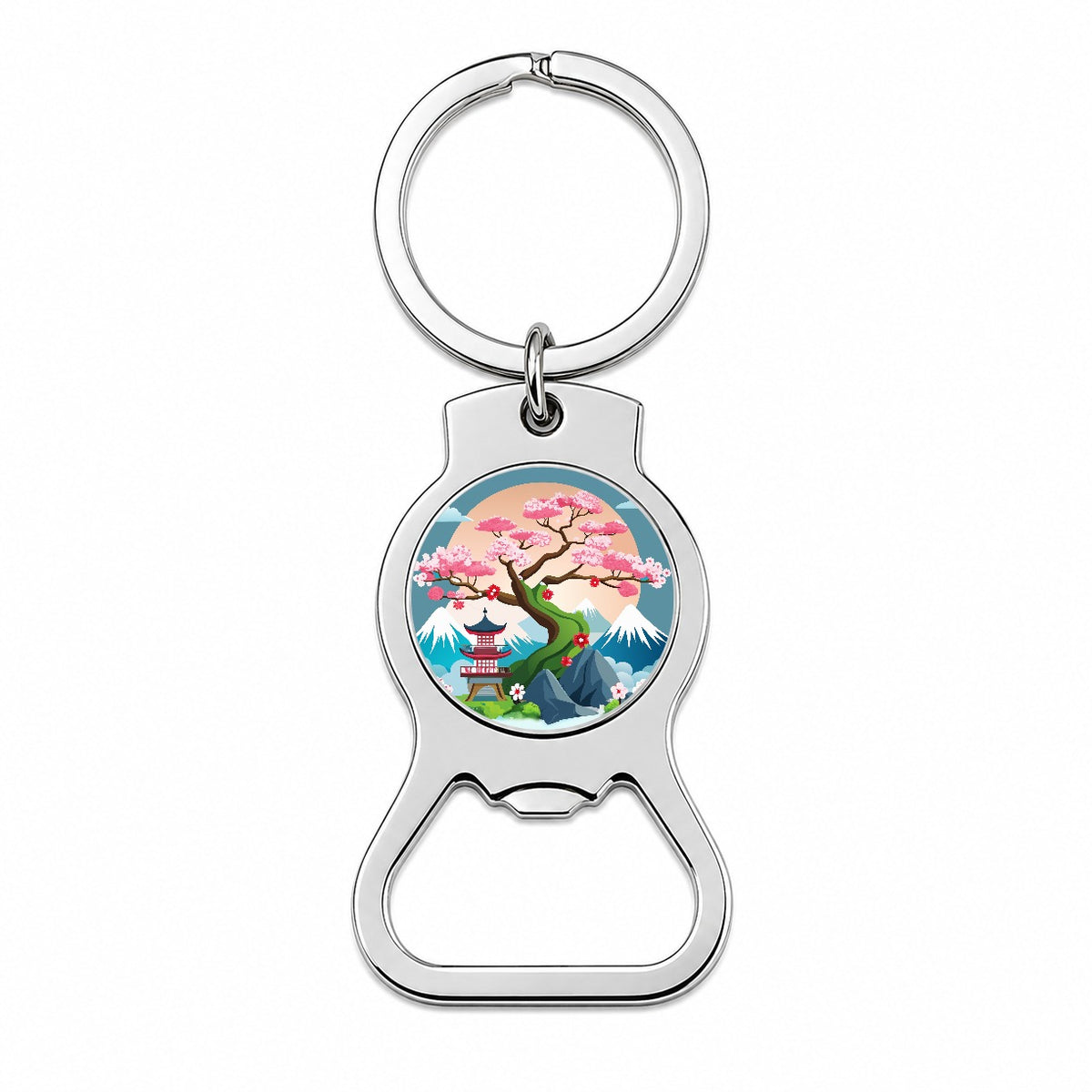 Cherry Blossom Tree Japanese Garden Bottle Opener Keychain