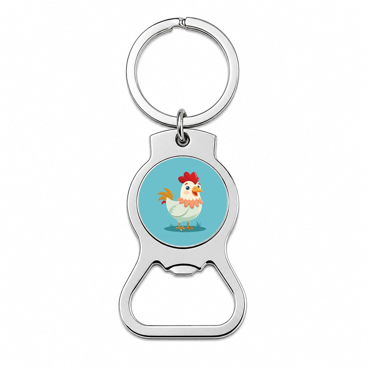 Chicken Rooster Happy Bottle Opener Keychain