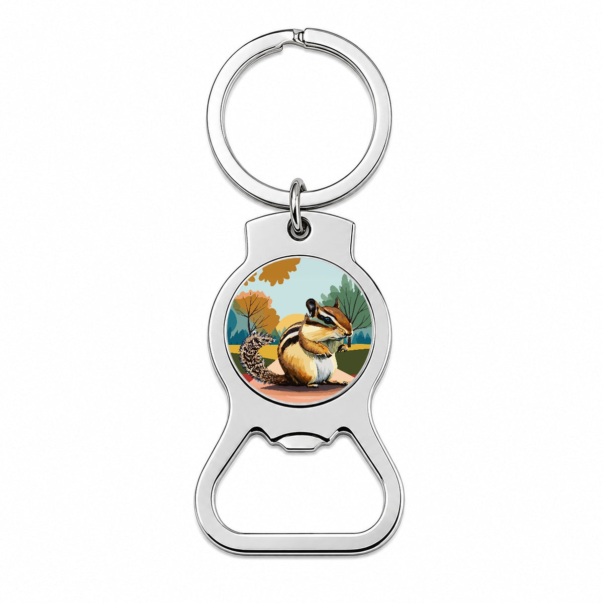 Chipmunk Watercolor Bottle Opener Keychain