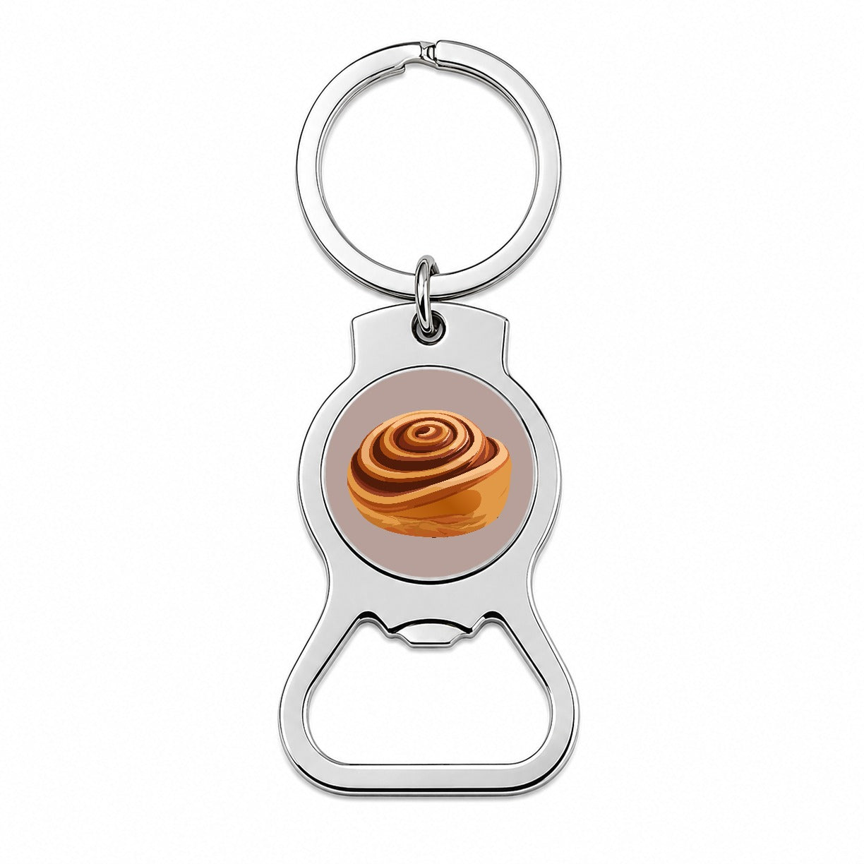 Cinnamon Roll Bun Bottle Opener Keychain