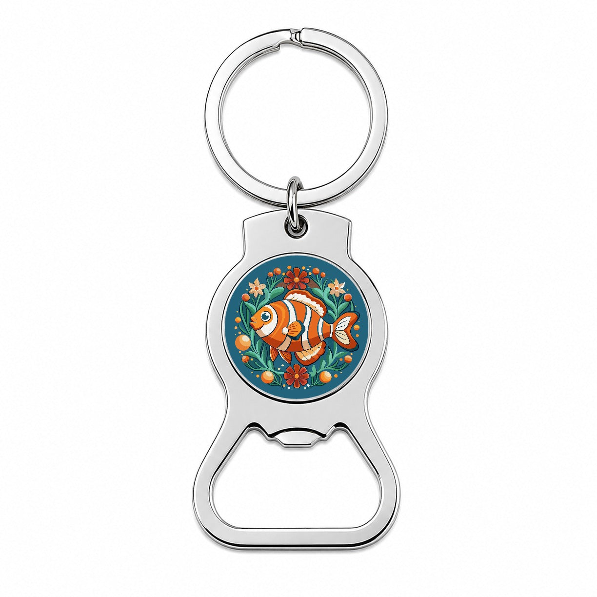 Clownfish Floral Flowers Bottle Opener Keychain