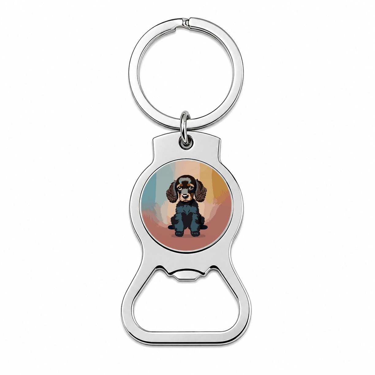 Cocker Spaniel Dark Sitting Bottle Opener Keychain
