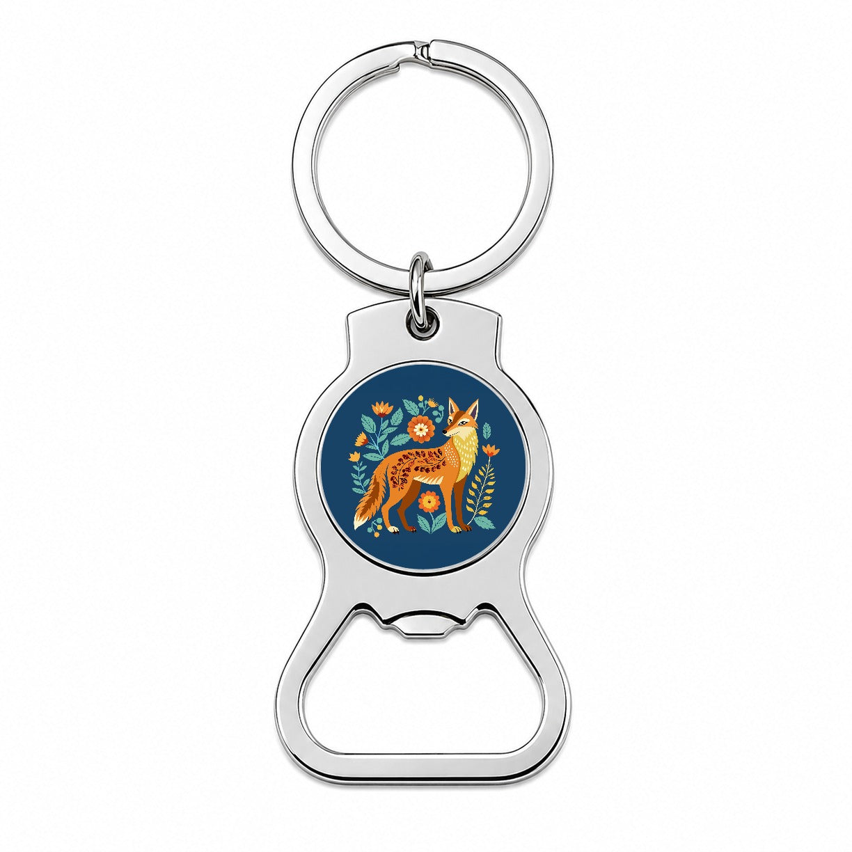 Coyote Pretty Floral Flowers Bottle Opener Keychain