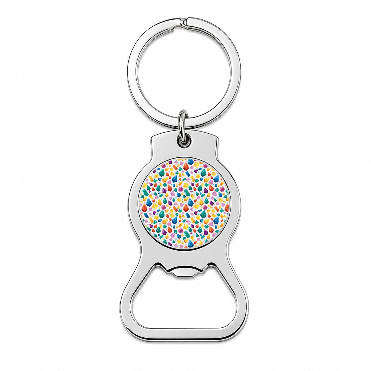 Crystals Gems Gemstones Colorful Pattern Bottle Opener Keychain