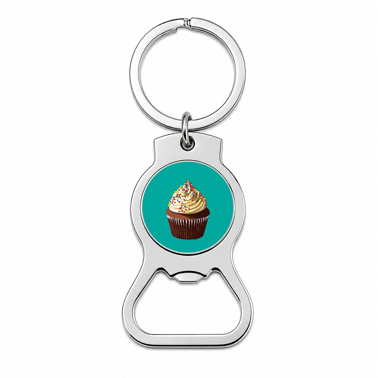 Cupcake with Sprinkles Birthday Celebration Bottle Opener Keychain