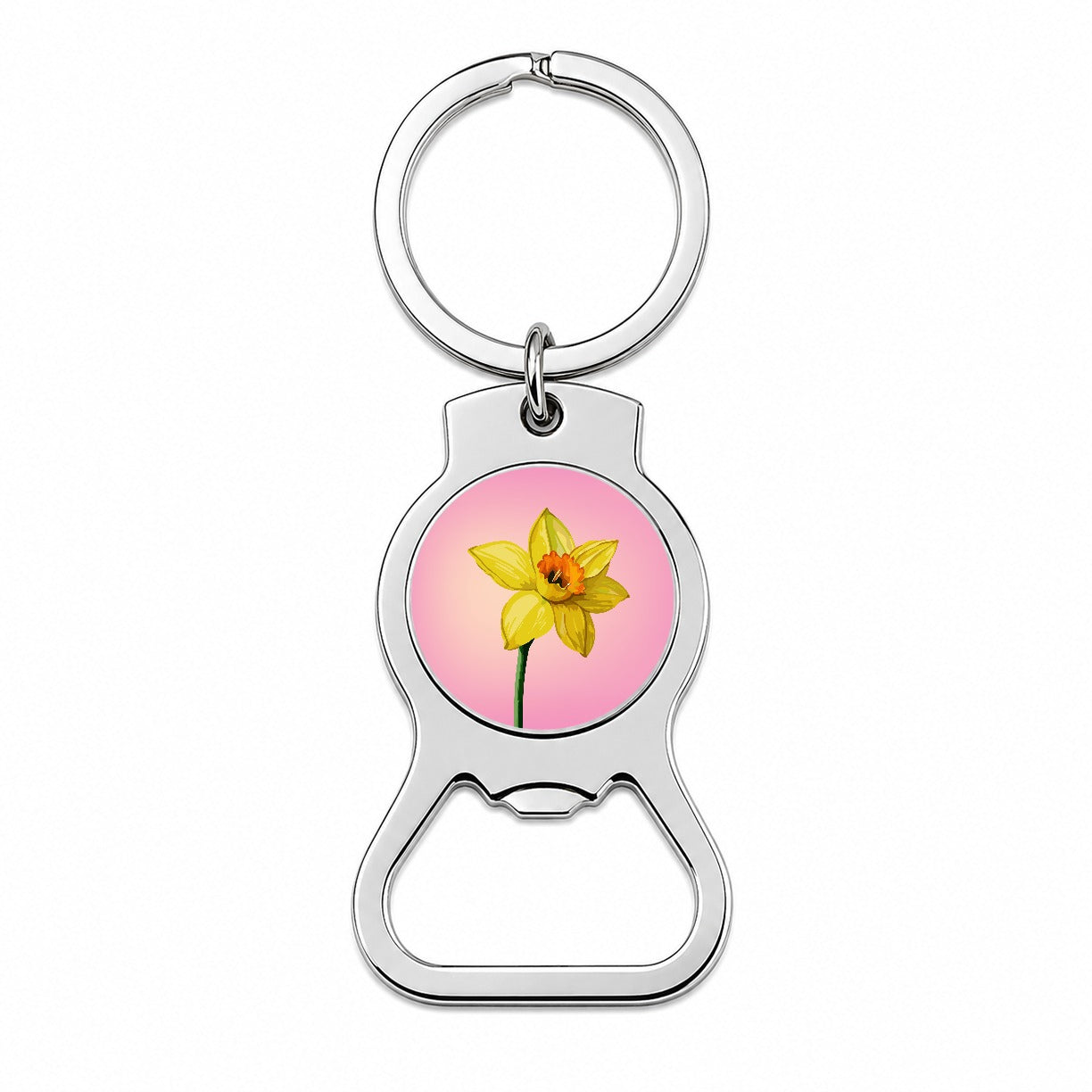 Daffodil Watercolor Yellow Bottle Opener Keychain