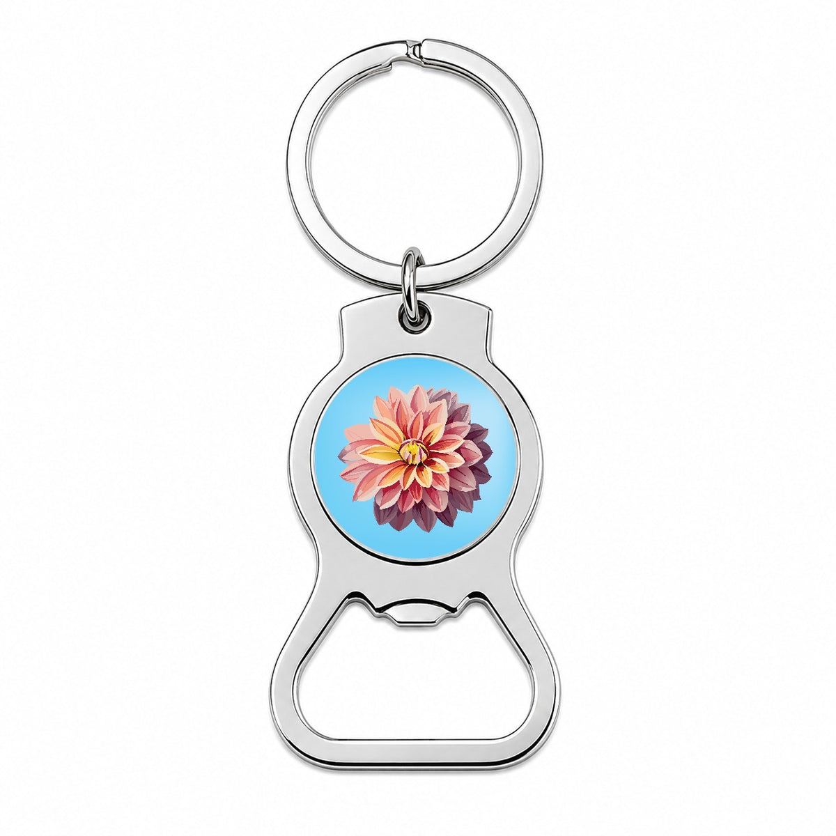Dahlia Flower Watercolor Bottle Opener Keychain