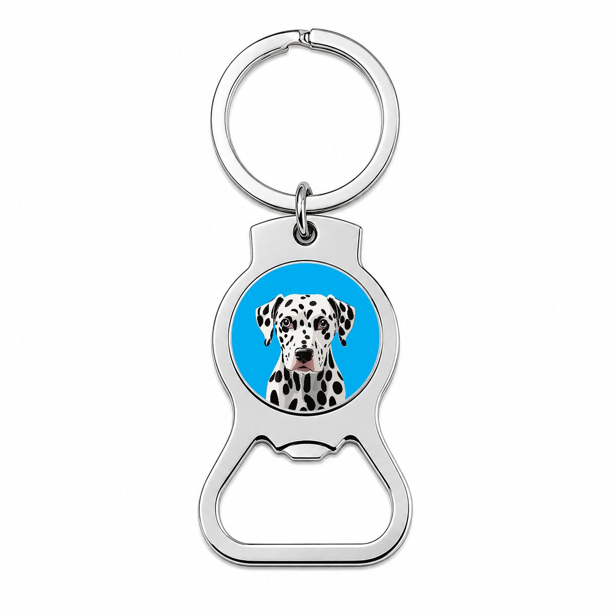 Dalmatian Dog Head Staring Bottle Opener Keychain