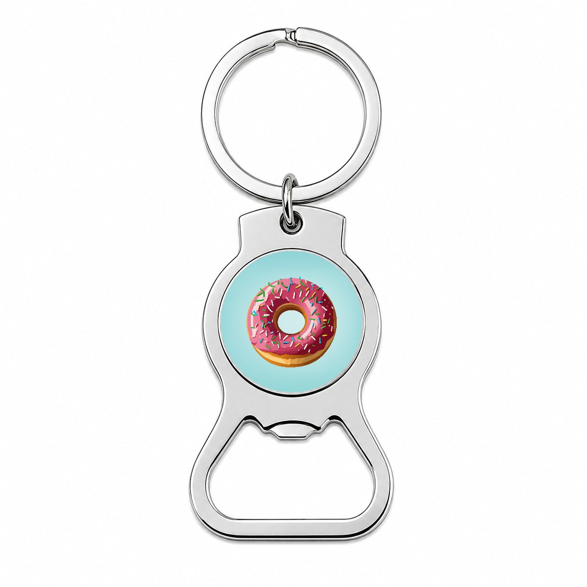 Donut Pink Sprinkles Bottle Opener Keychain