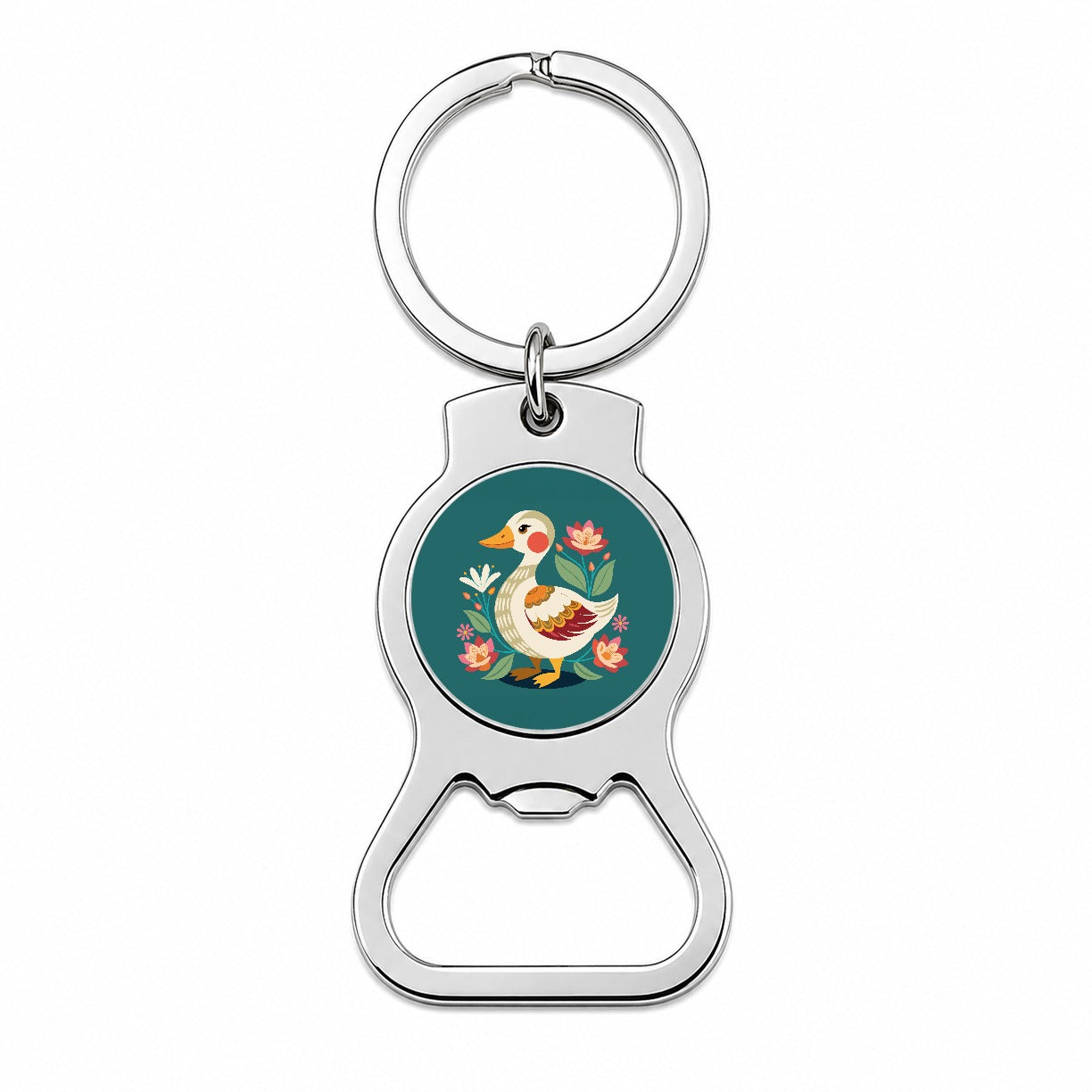 Duck Floral Flowers Bottle Opener Keychain