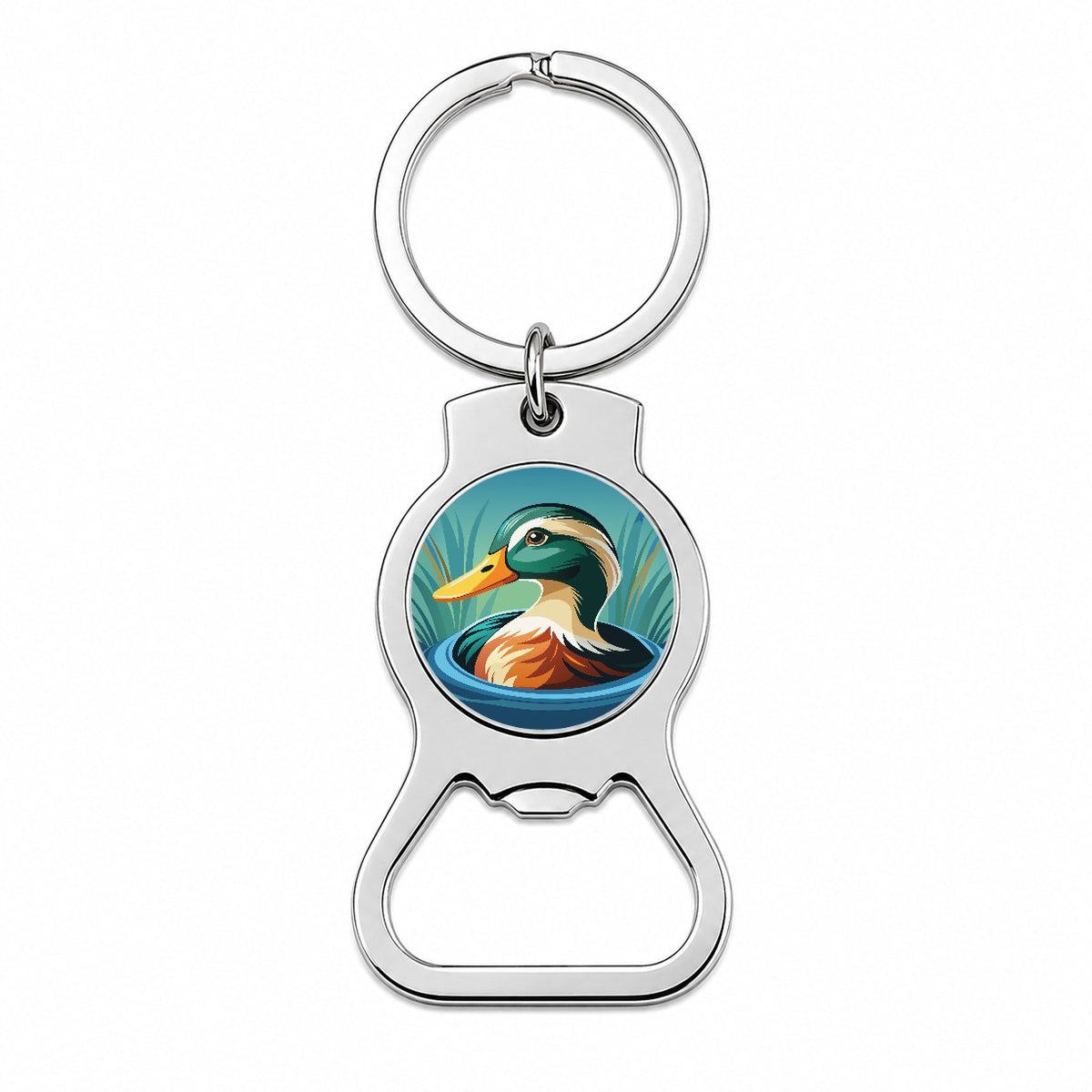 Duck in Water Elegant Bottle Opener Keychain