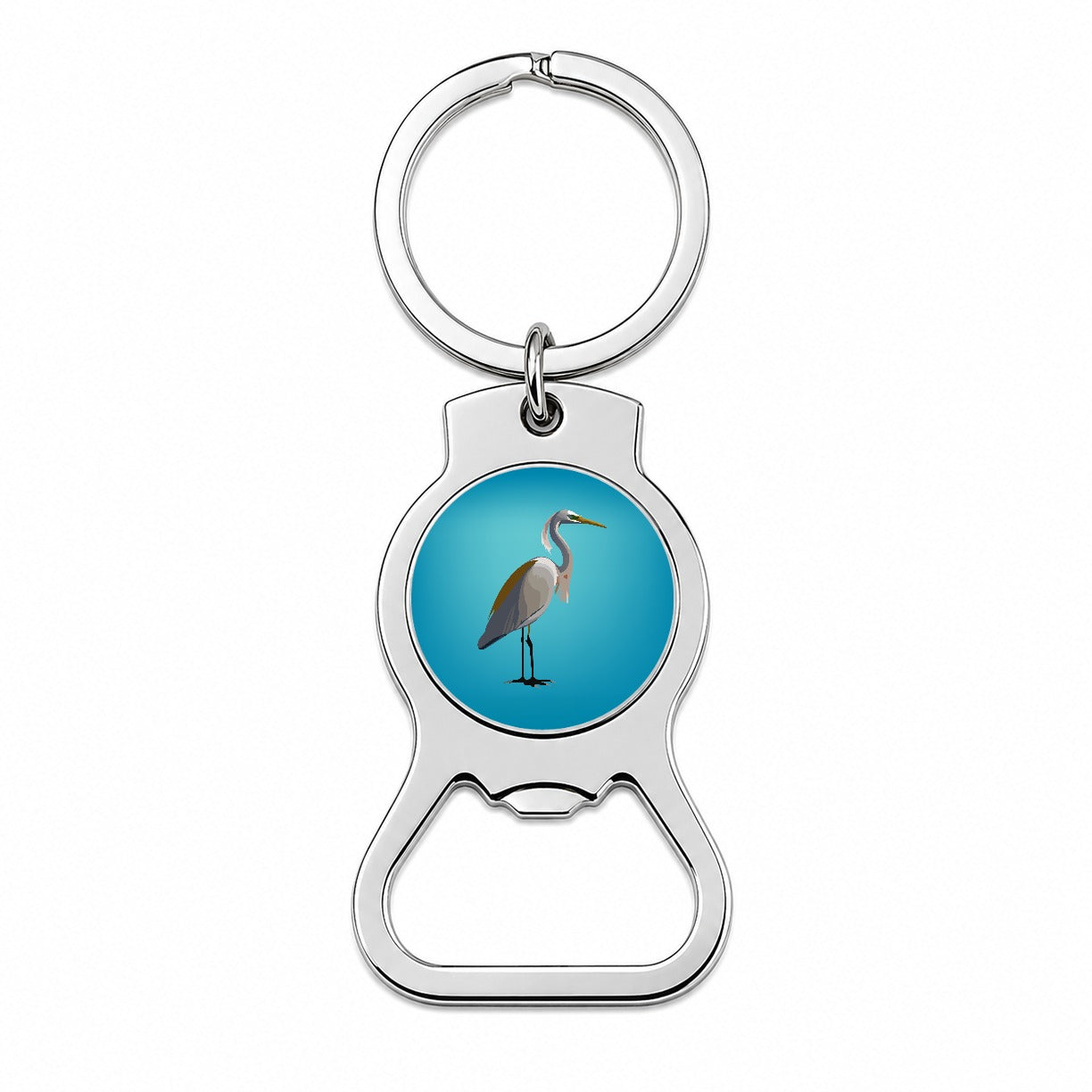 Egret Heron Bird Profile Bottle Opener Keychain