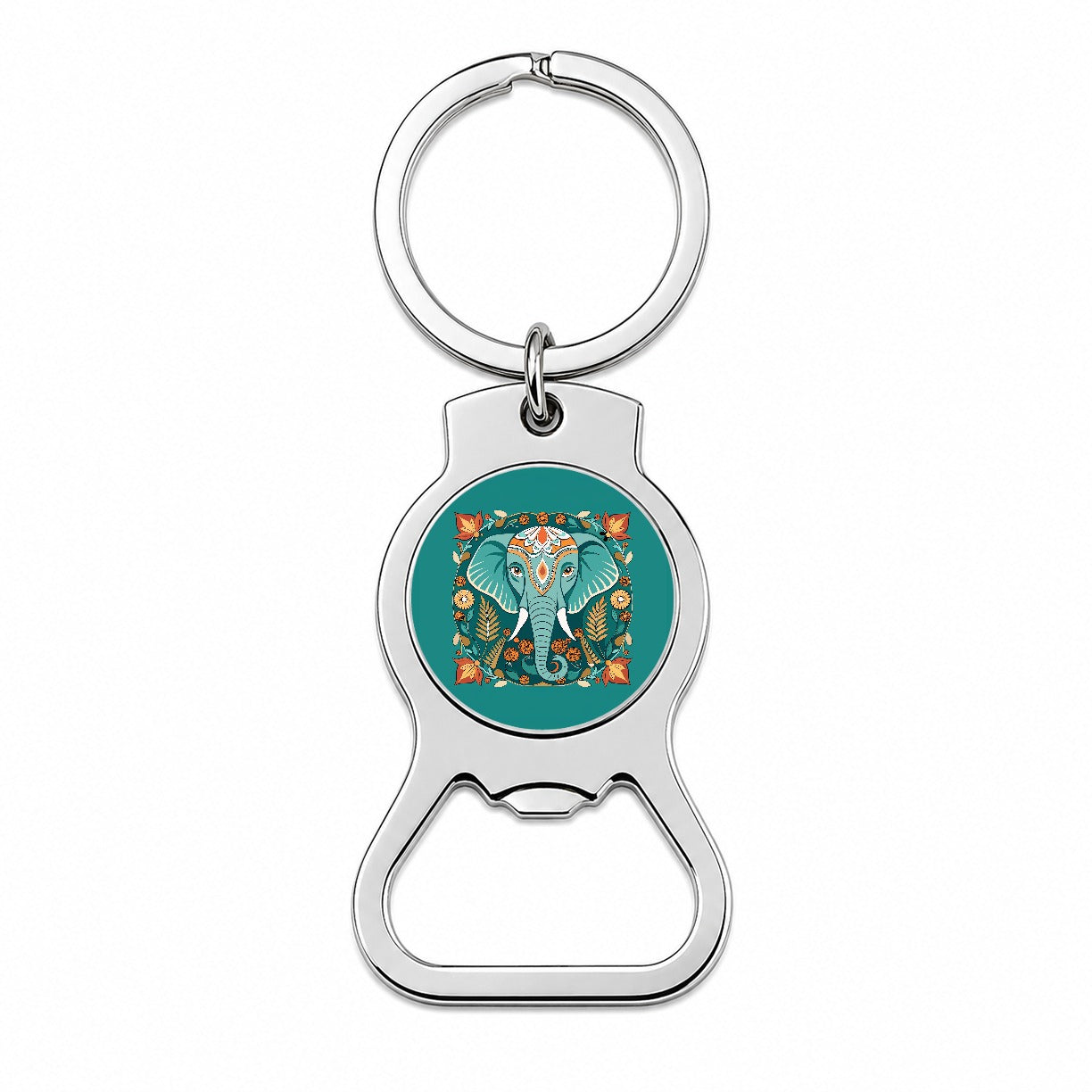 Elephant Floral Art Nouveau Flowers Elegant Bottle Opener Keychain