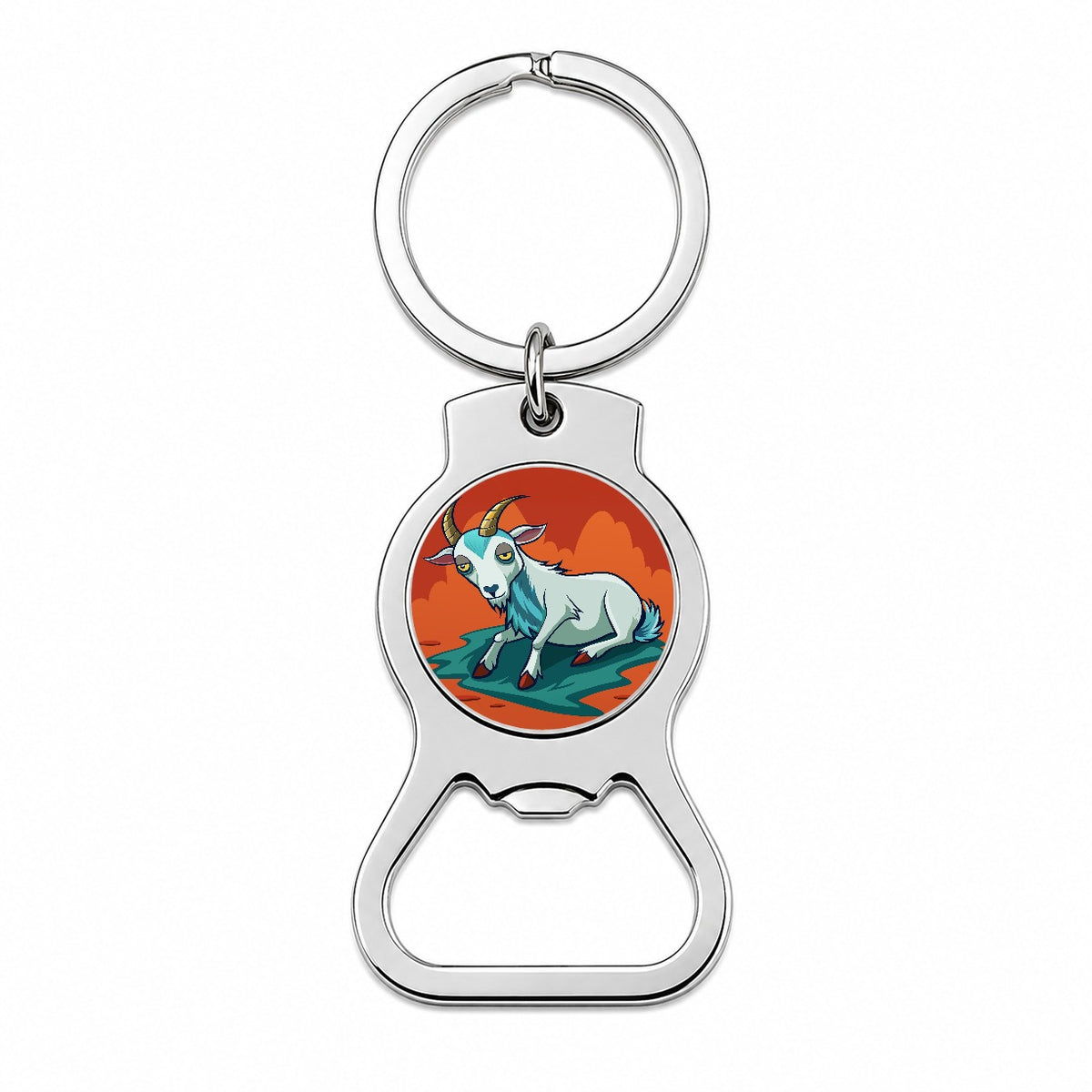 Fainting Goat Funny Bottle Opener Keychain