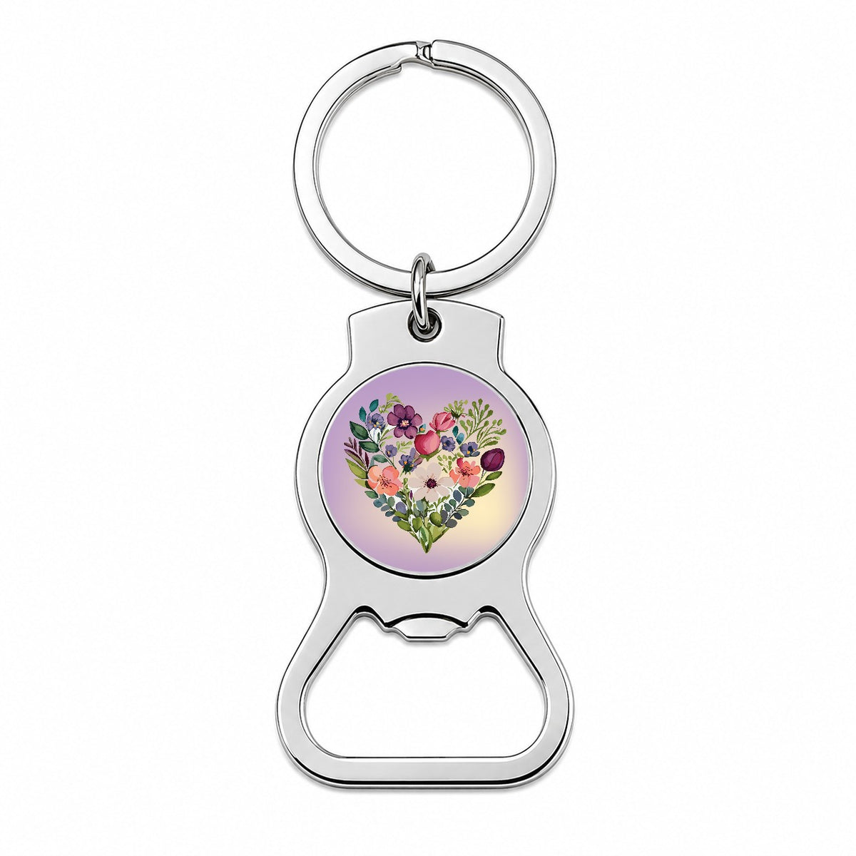 Flower Heart Floral Elegant Wedding Bottle Opener Keychain