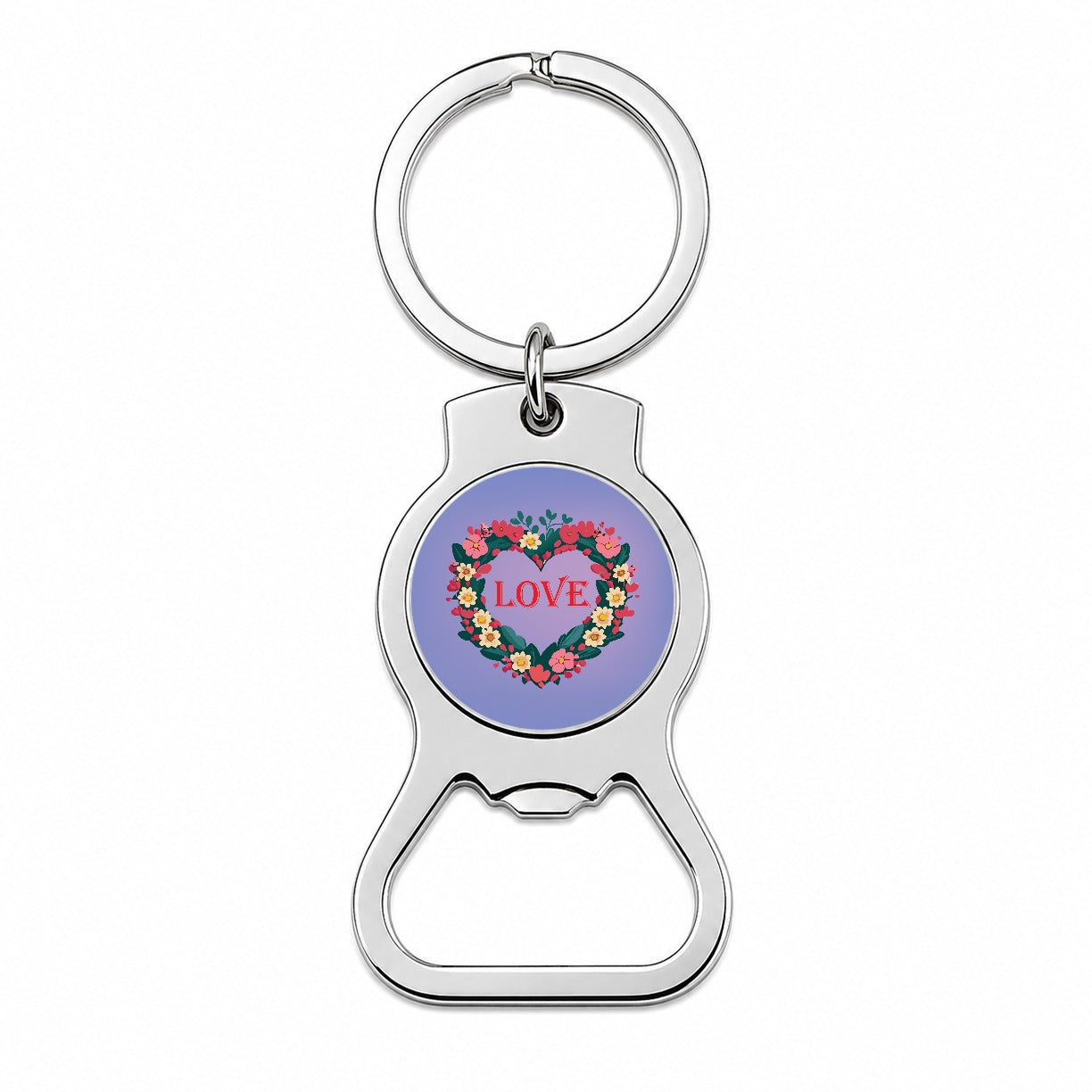 Flower Heart Love Wreath Floral Wedding Beautiful Bottle Opener Keychain