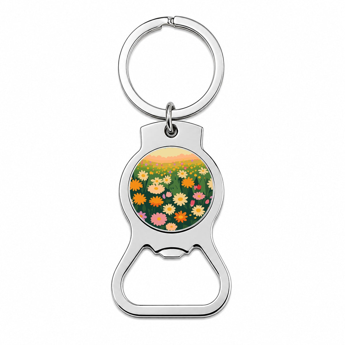 Flowers in Meadow Floral Bottle Opener Keychain
