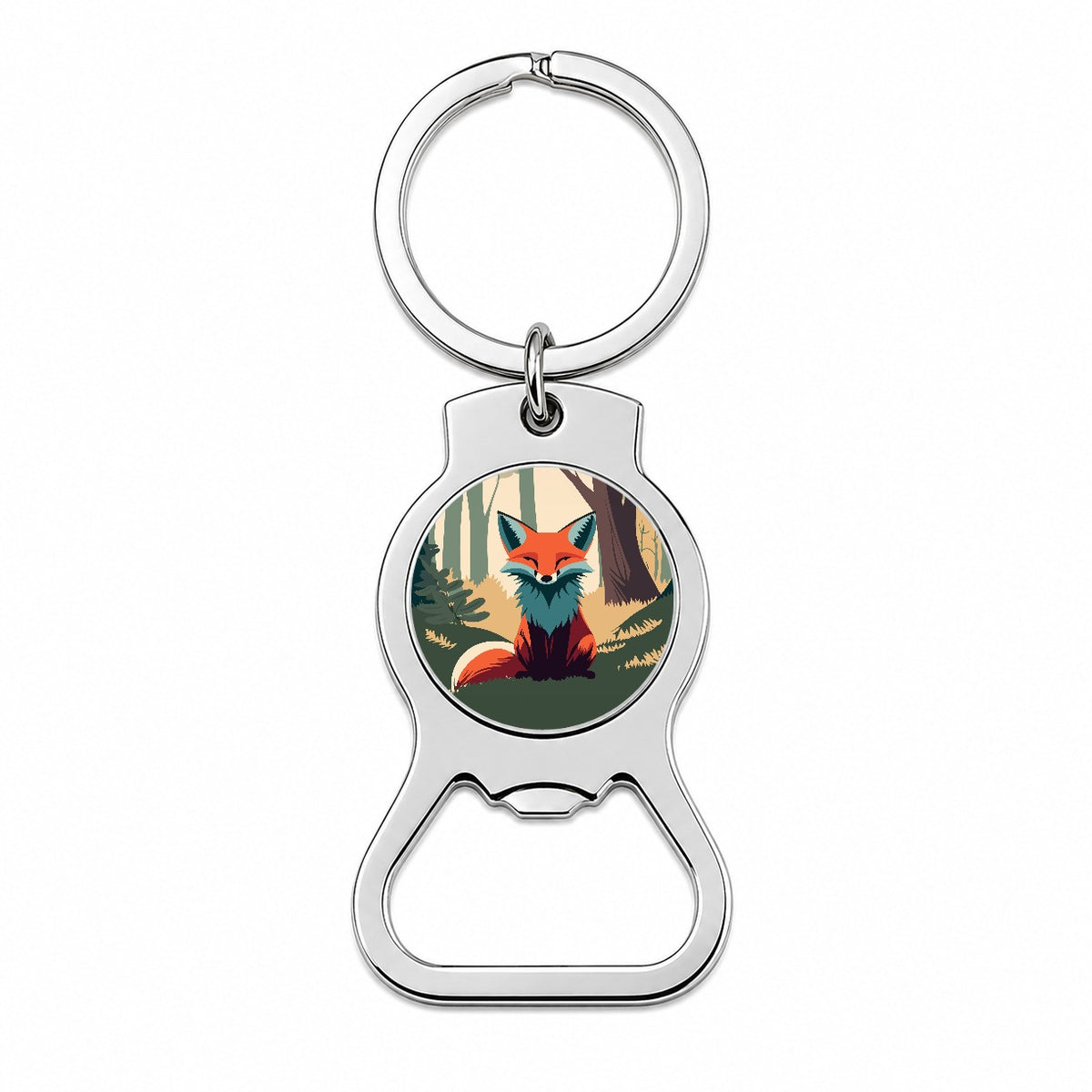 Fox in Forest Woodland Wilderness Bottle Opener Keychain
