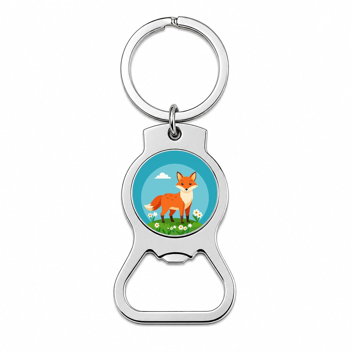 Fox in Meadow Bottle Opener Keychain