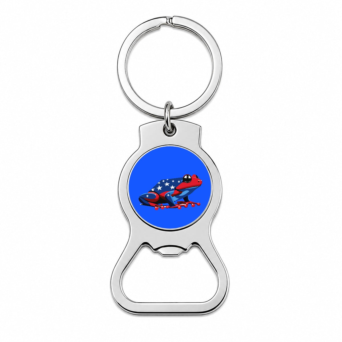 Frog Patriotic Bottle Opener Keychain