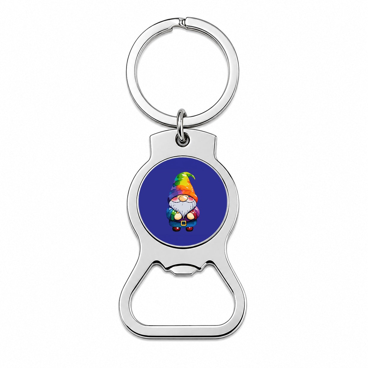 Gnome Standing Rainbow Bottle Opener Keychain