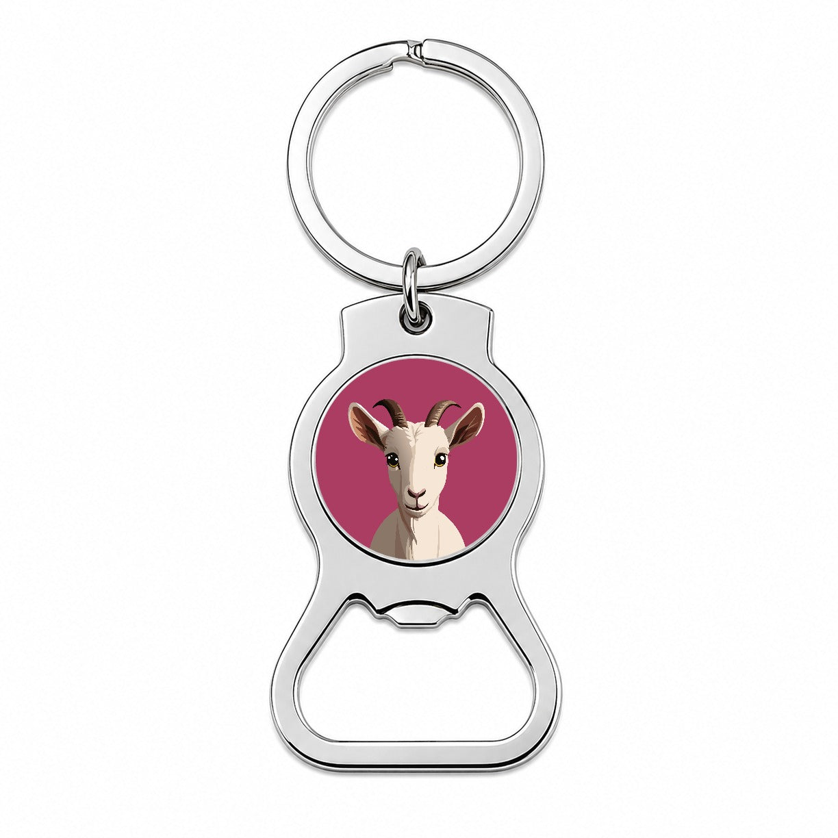 Goat Head Staring Cute Bottle Opener Keychain