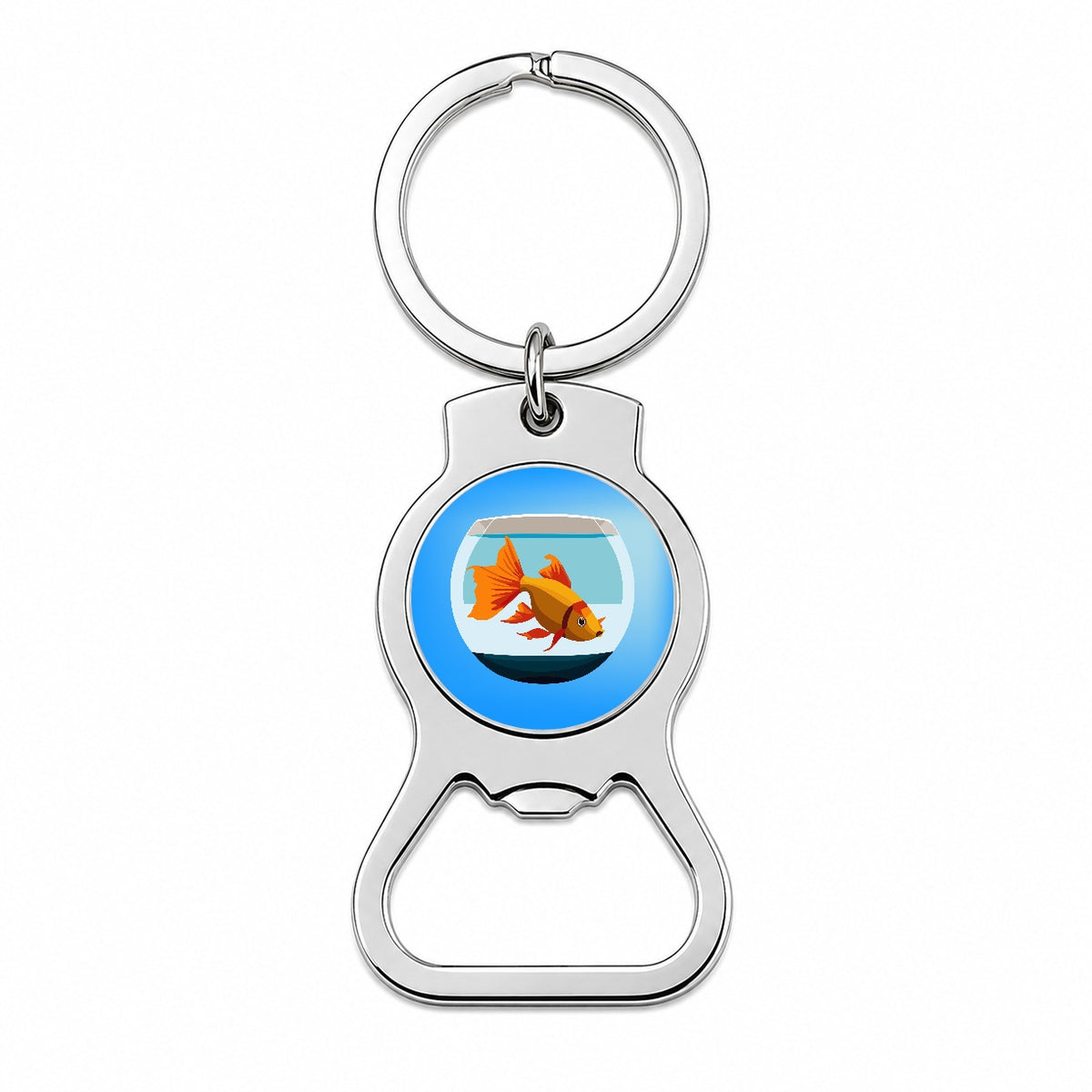 Goldfish in Bowl Pet Bottle Opener Keychain