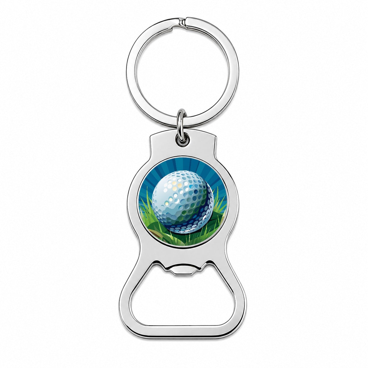 Golf Ball on Grass Sport Bottle Opener Keychain