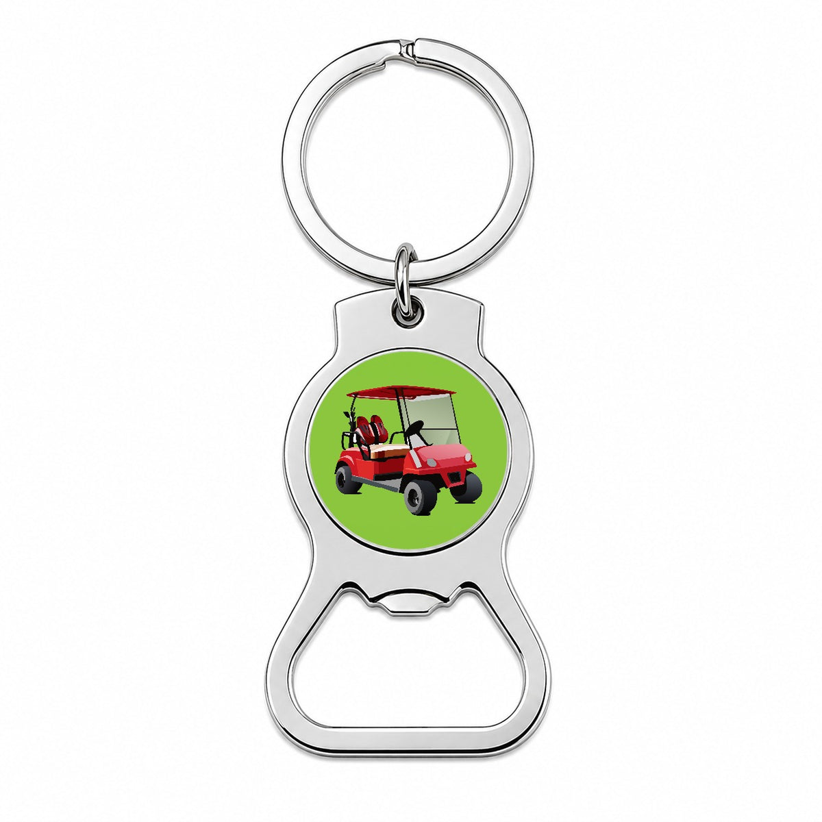Golf Cart Red Golfing Sport Bottle Opener Keychain