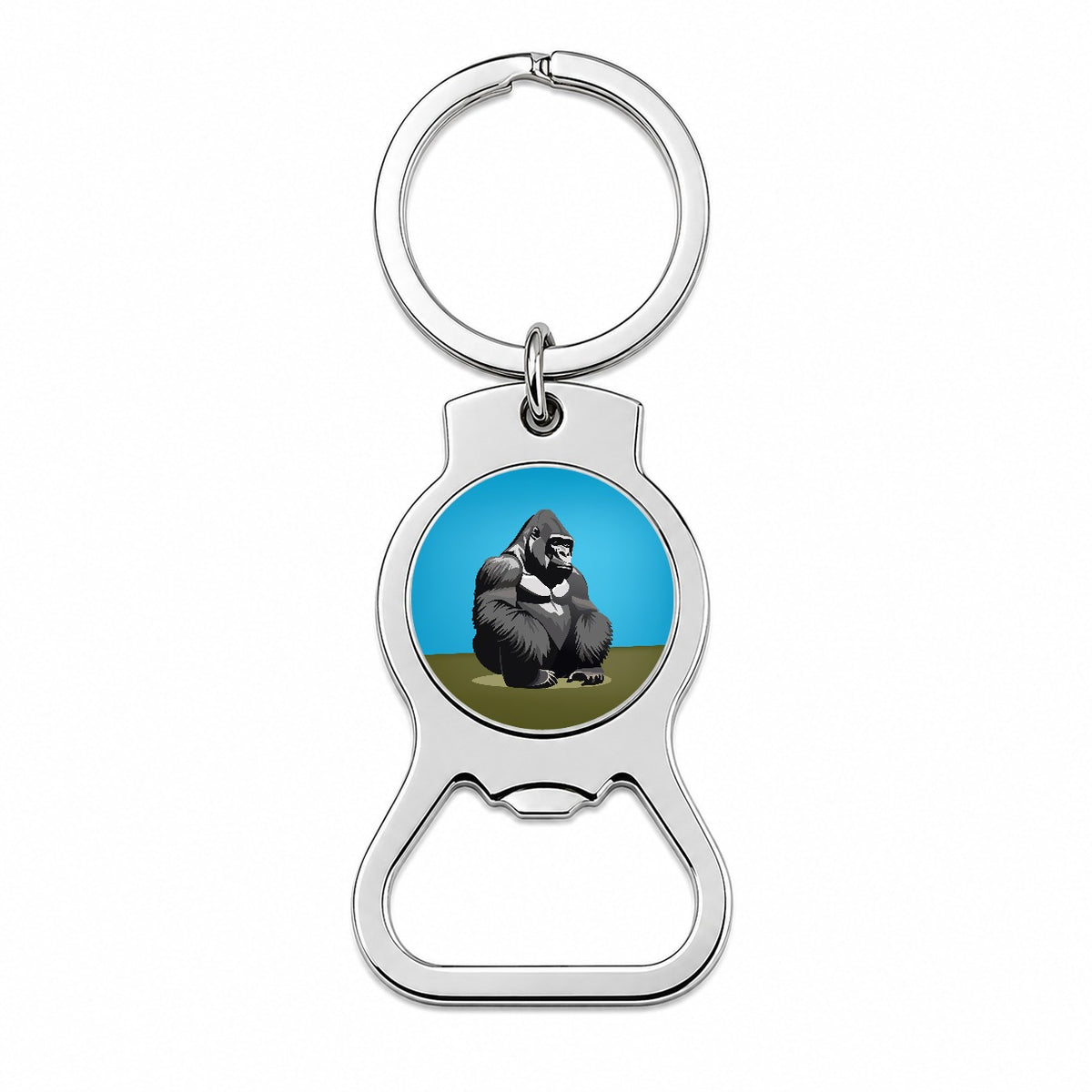 Gorilla Sitting Bottle Opener Keychain