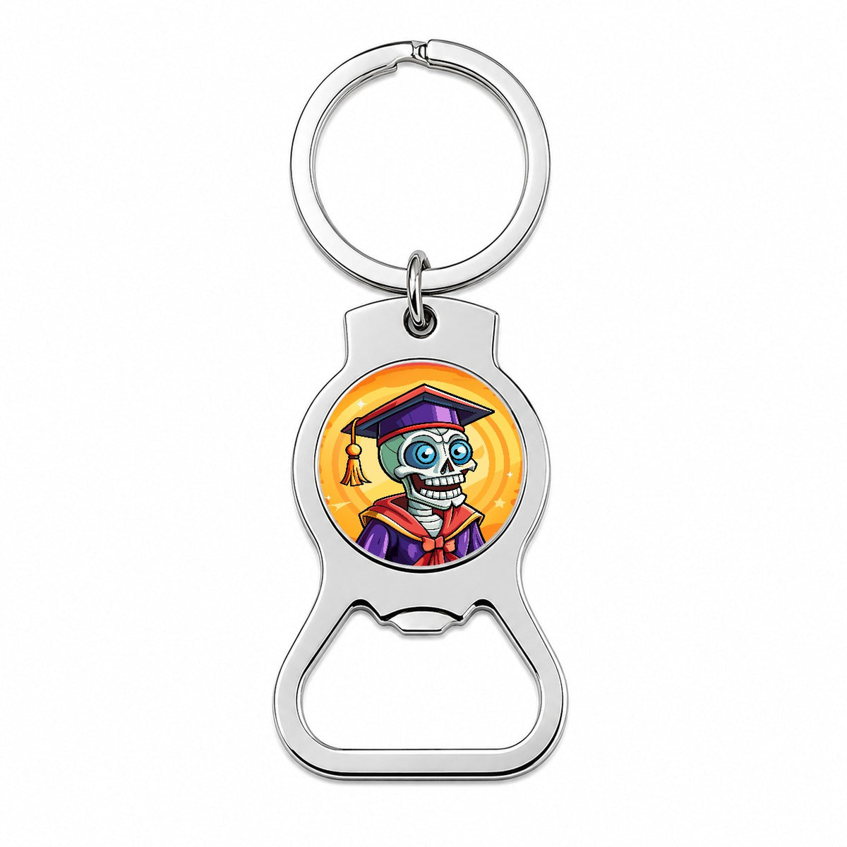 Graduate Skeleton Funny Graduation Bottle Opener Keychain