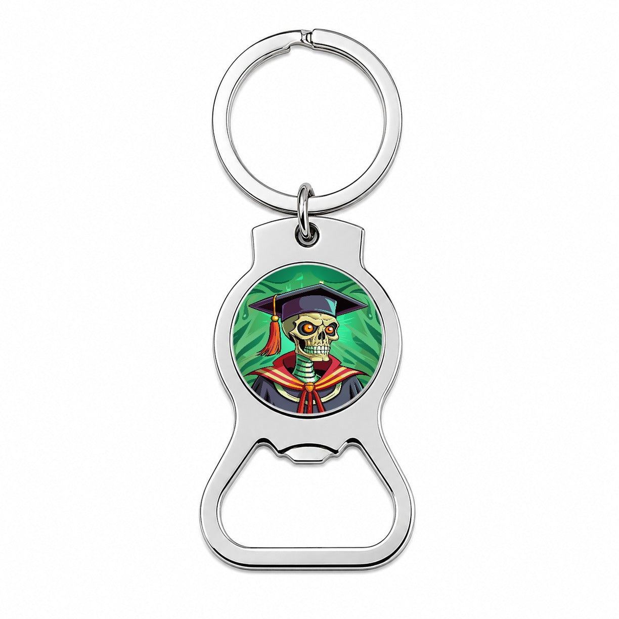 Graduate Skeleton Scary Graduation Bottle Opener Keychain