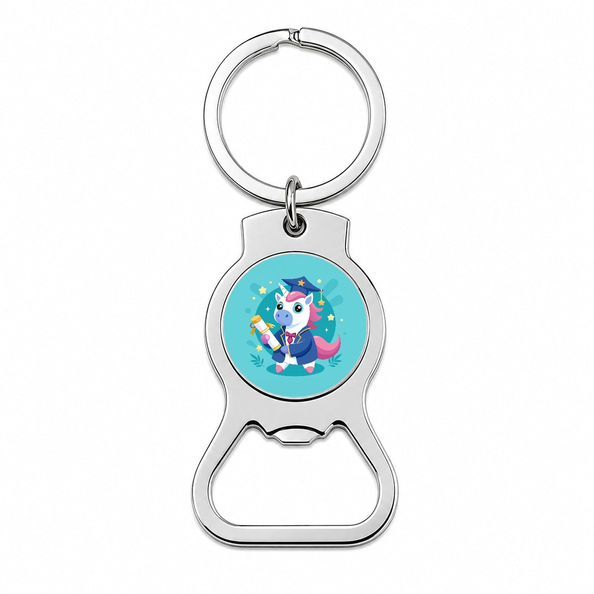Graduate Unicorn Graduation Bottle Opener Keychain
