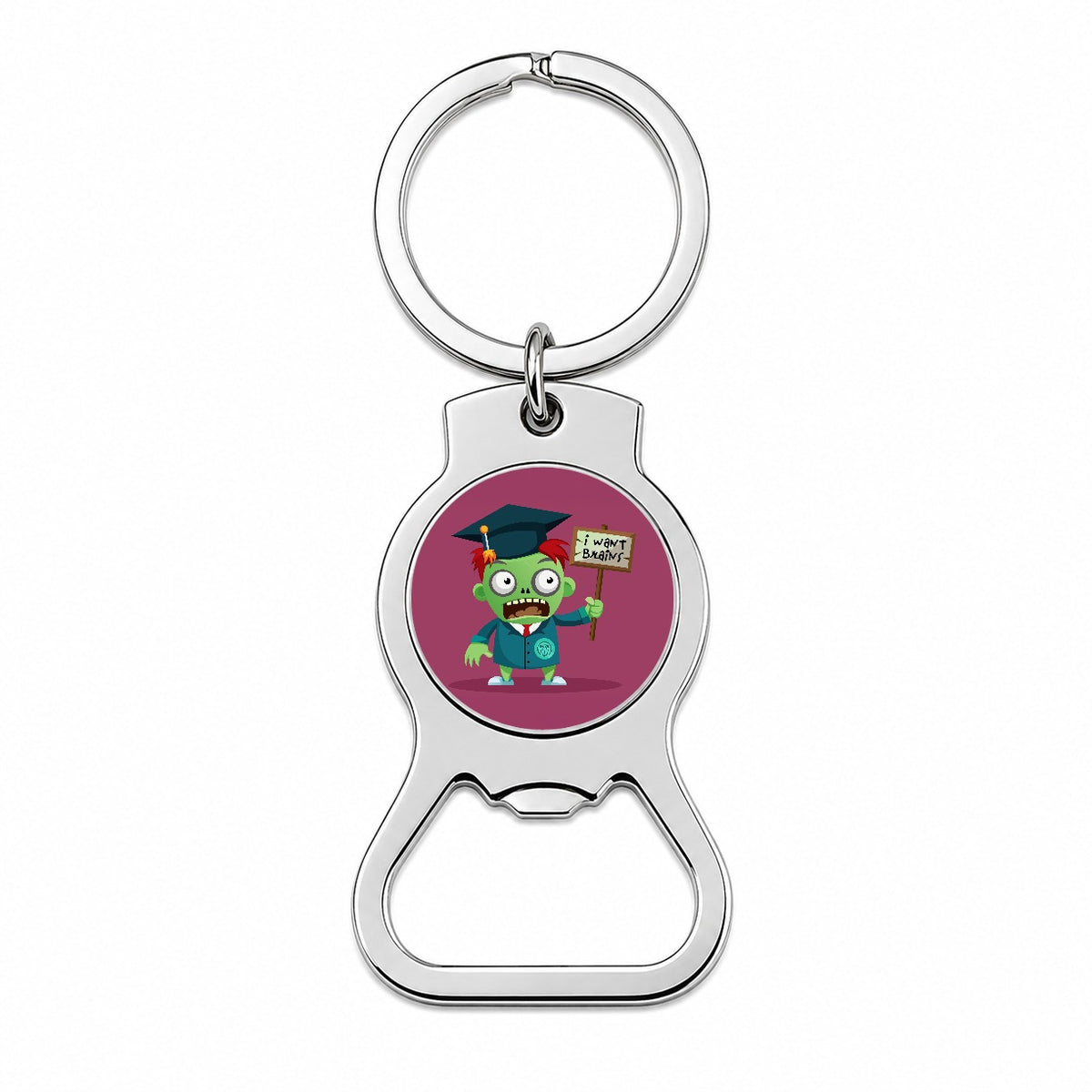 Graduate Zombie Graduation I Want Your Brains Bottle Opener Keychain