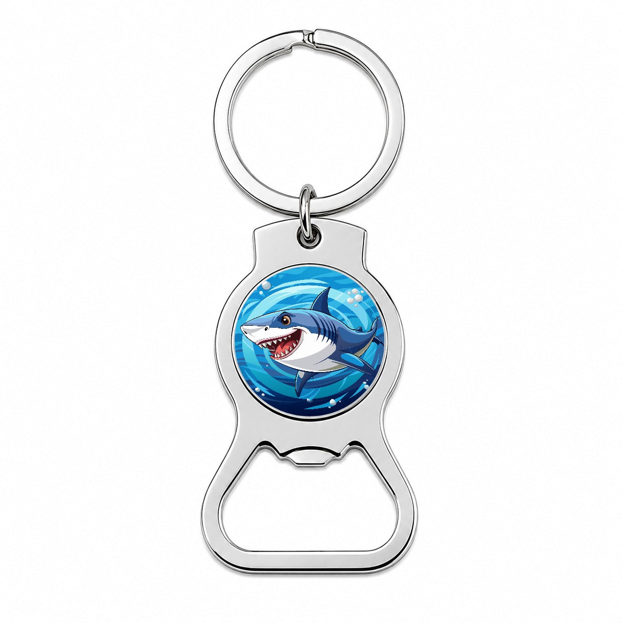 Great White Shark in Ocean Bottle Opener Keychain
