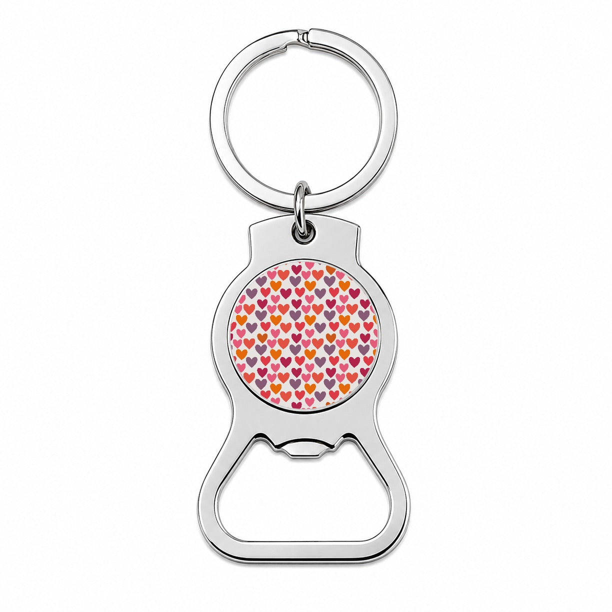 Hearts Purple Pink Orange Valentines Day Anniversary Love Bottle Opener Keychain
