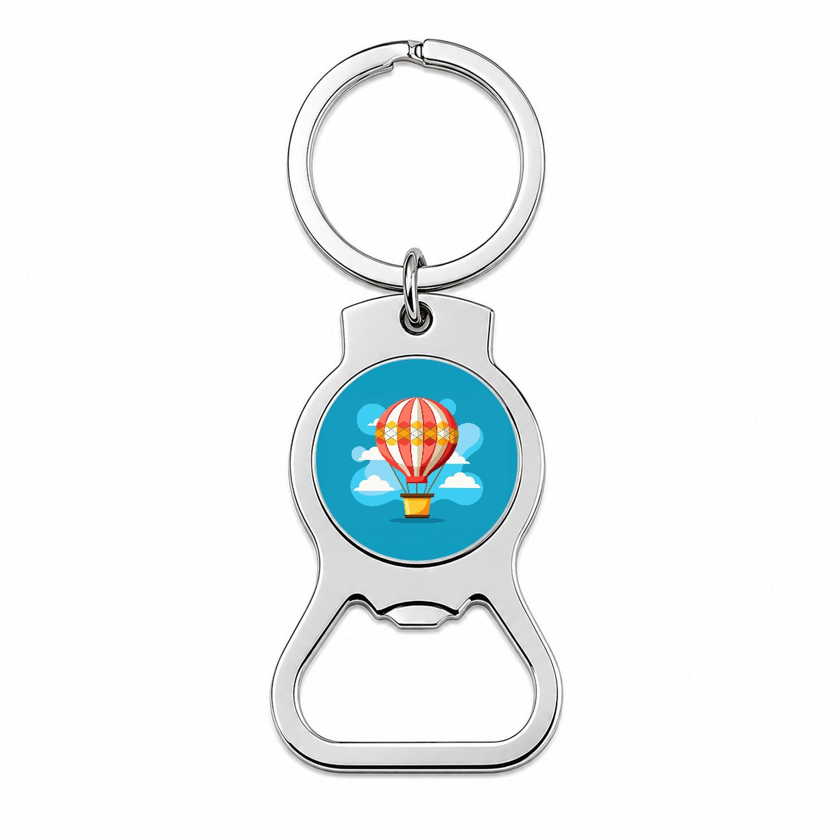 Hot Air Balloon in Sky Bottle Opener Keychain