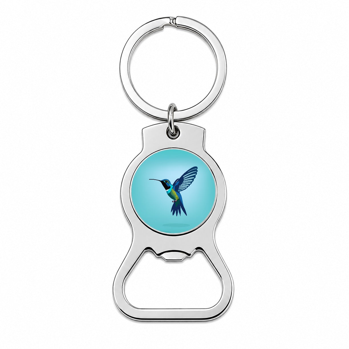 Hummingbird Blue Bottle Opener Keychain