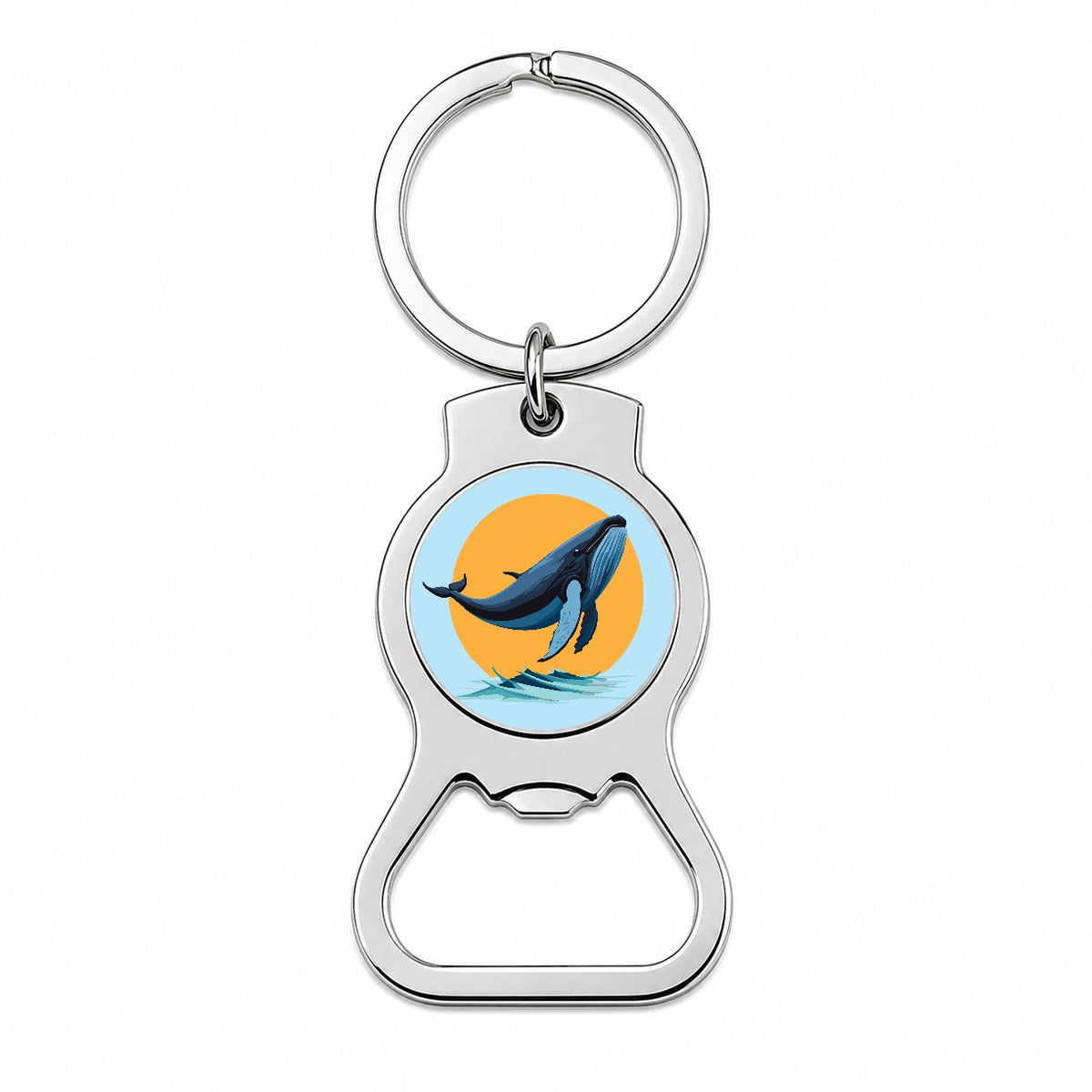 Humpback Whale Jumping Out of Water Bottle Opener Keychain