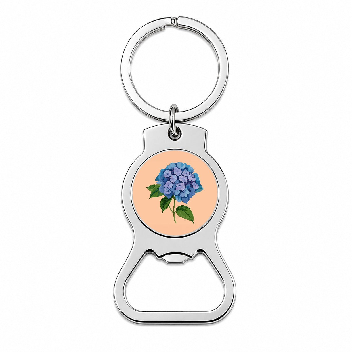 Hydrangea Flower Blue Bottle Opener Keychain