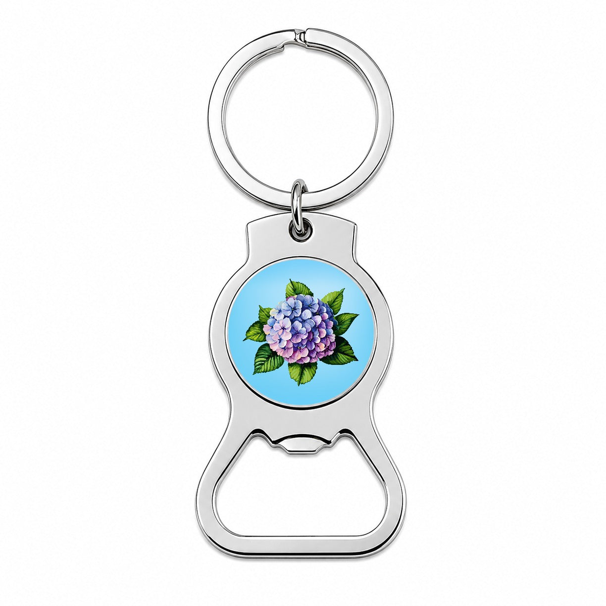 Hydrangea Flower Watercolor Bottle Opener Keychain