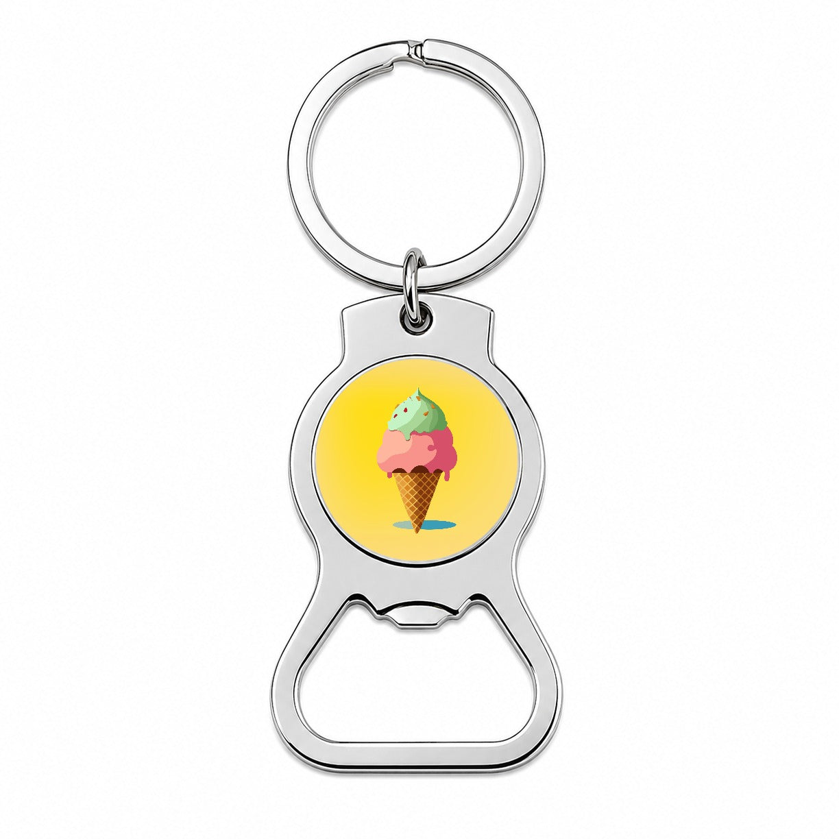 Ice Cream Cone Two Scoops Bottle Opener Keychain