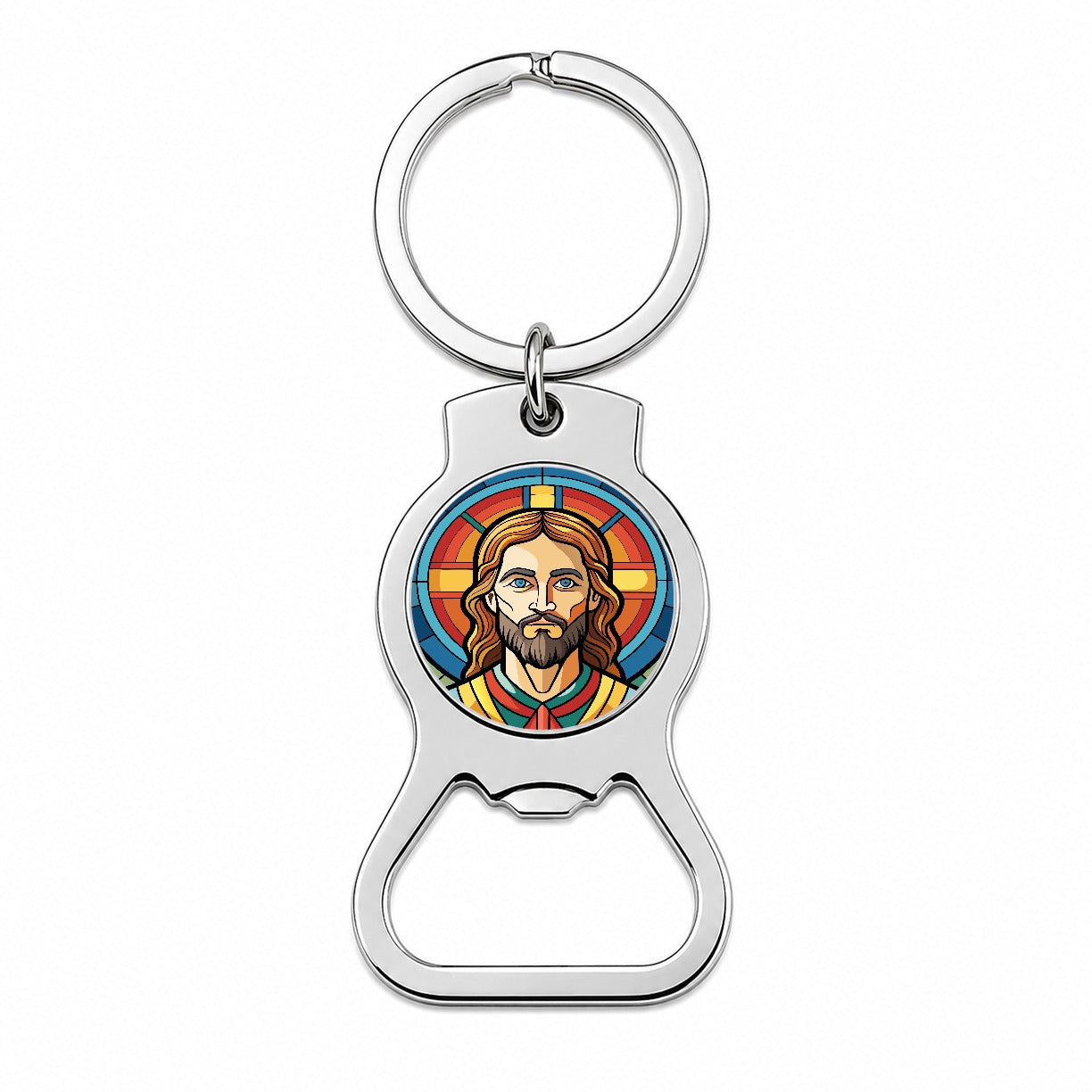 Jesus Stained Glass Christian Religious Catholic Bottle Opener Keychain