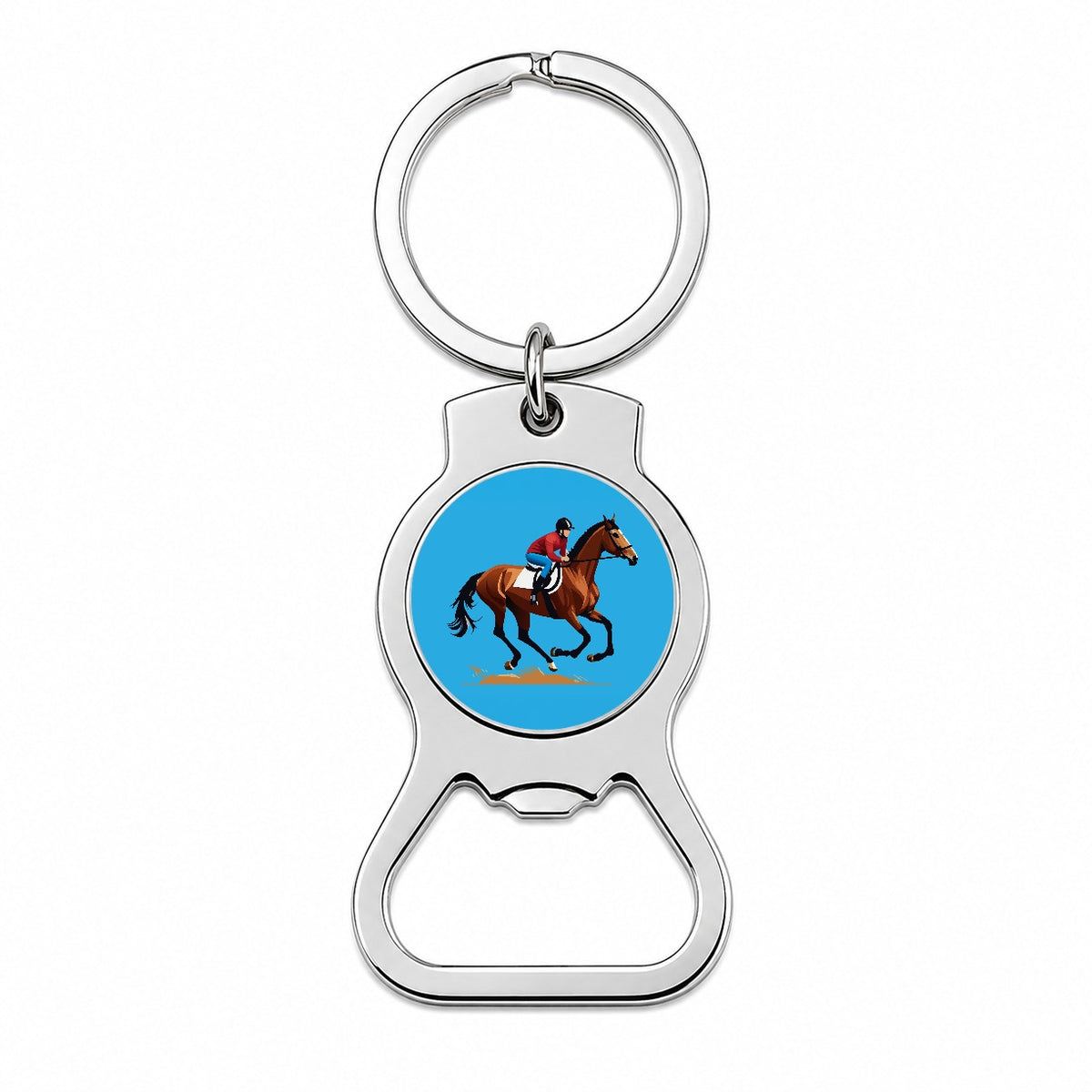 Jockey Riding Horse Racing Man Bottle Opener Keychain