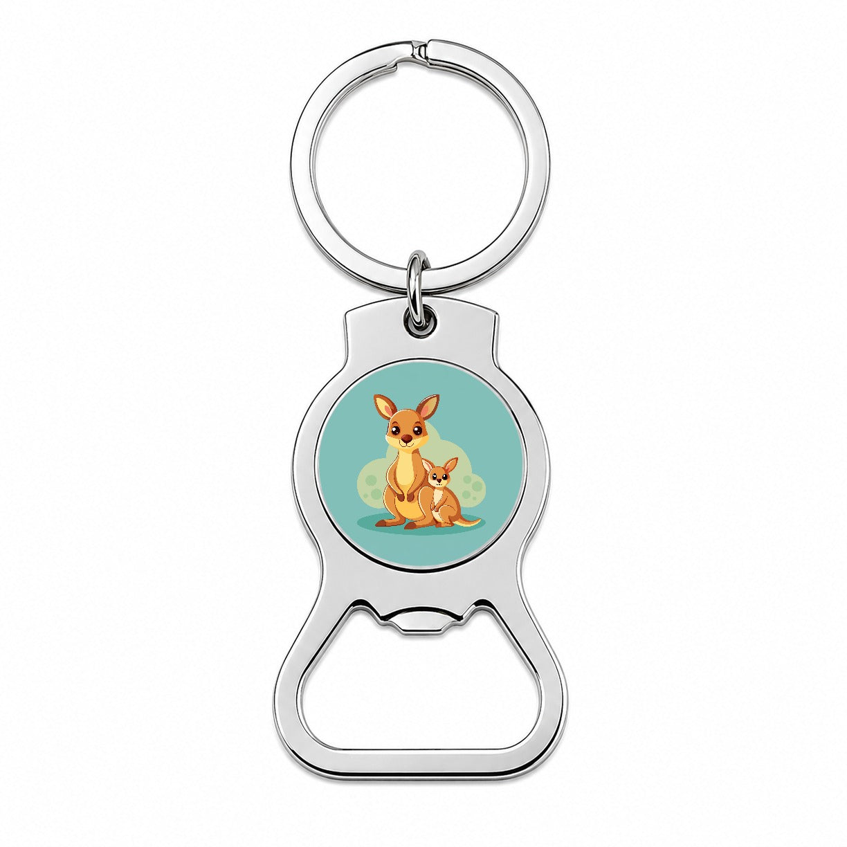 Kangaroo Mom and Baby Bottle Opener Keychain