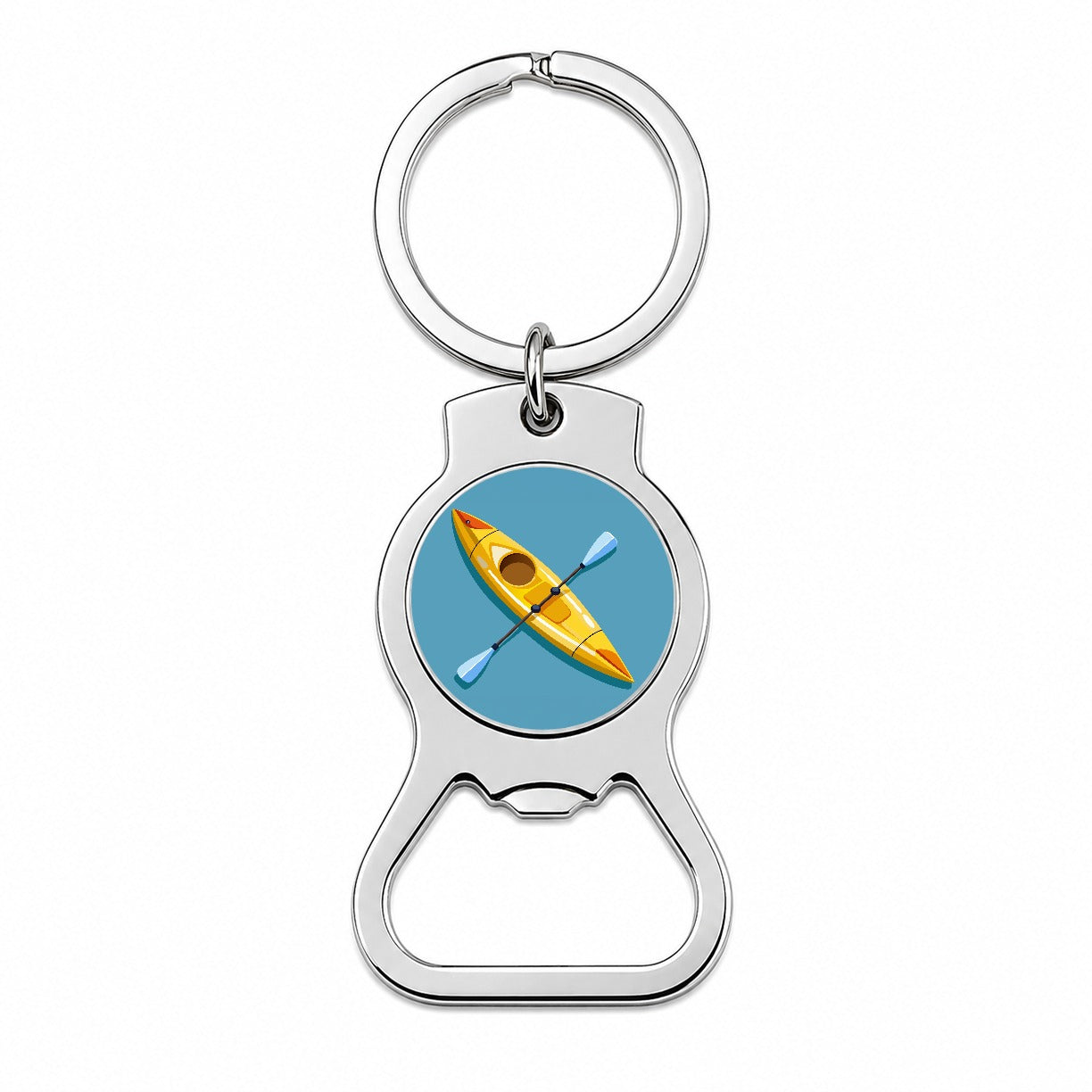Kayak Kayaking Yellow Bottle Opener Keychain