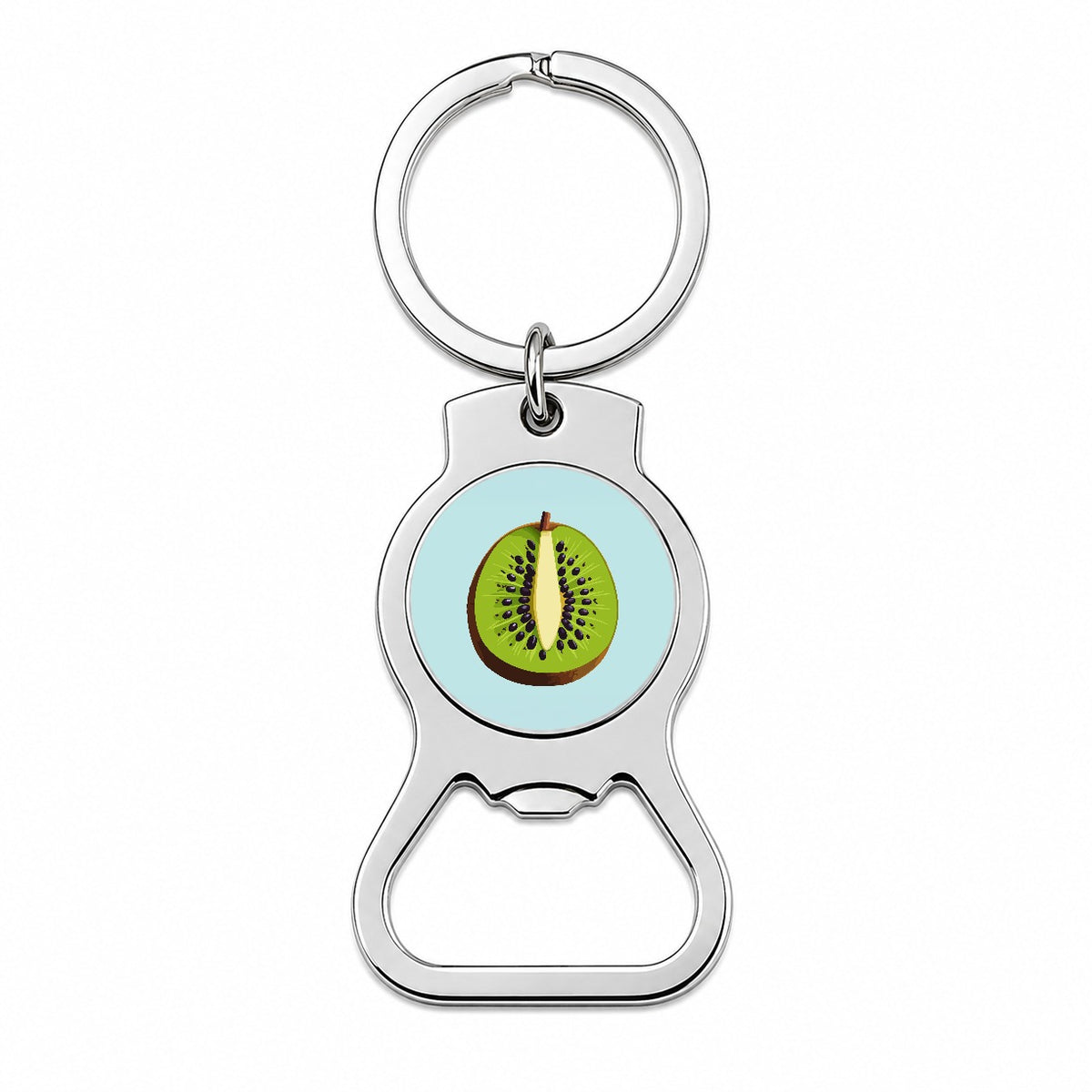 Kiwi Fruit Slice Bottle Opener Keychain
