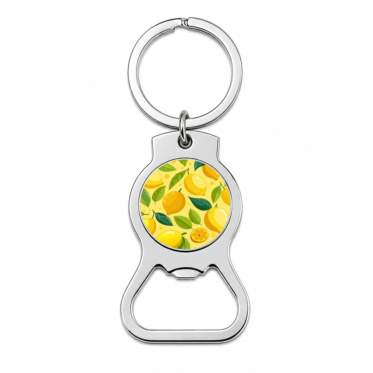Lemons Fruit Scattered Pattern Bottle Opener Keychain