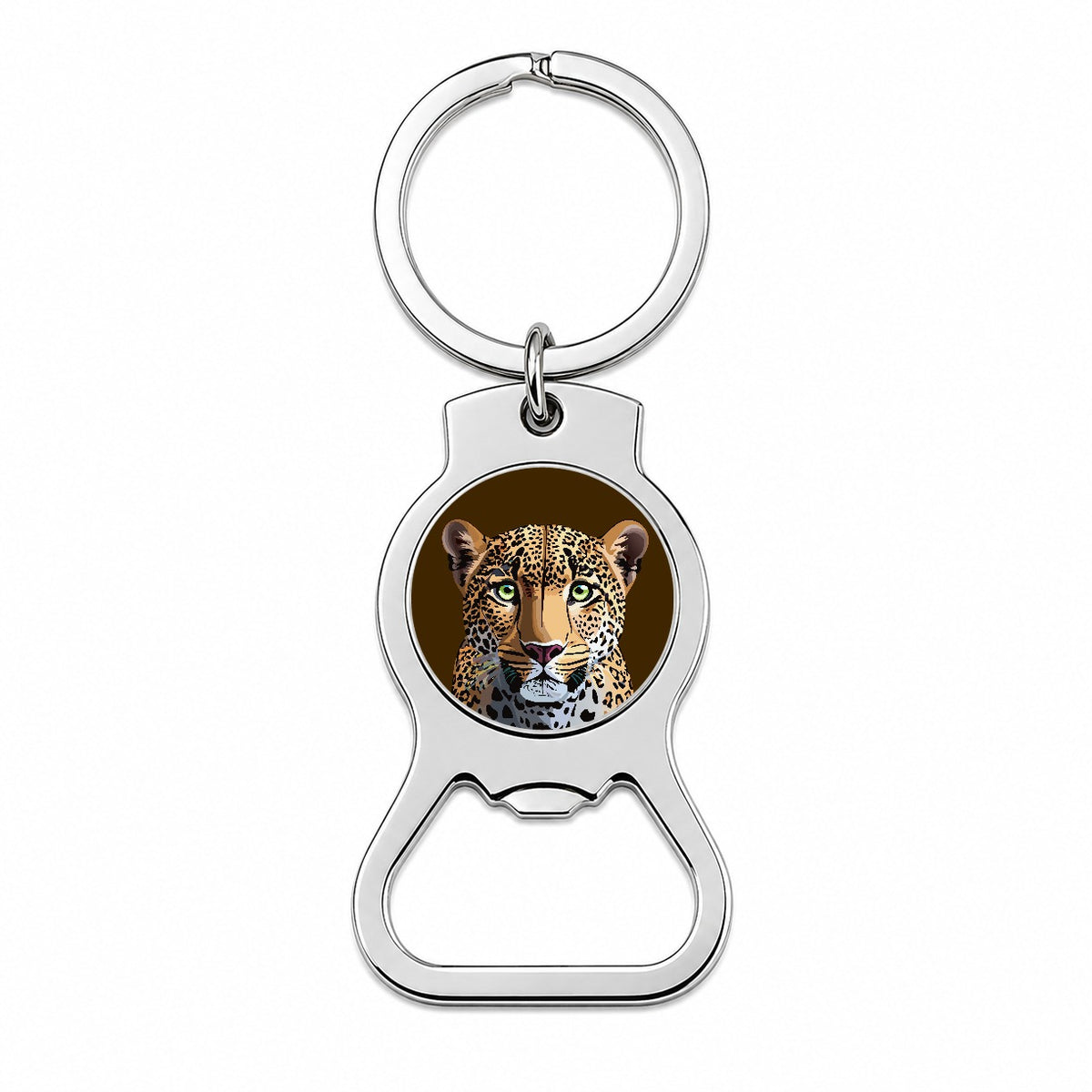 Leopard Cheetah Face Big Cat Bottle Opener Keychain